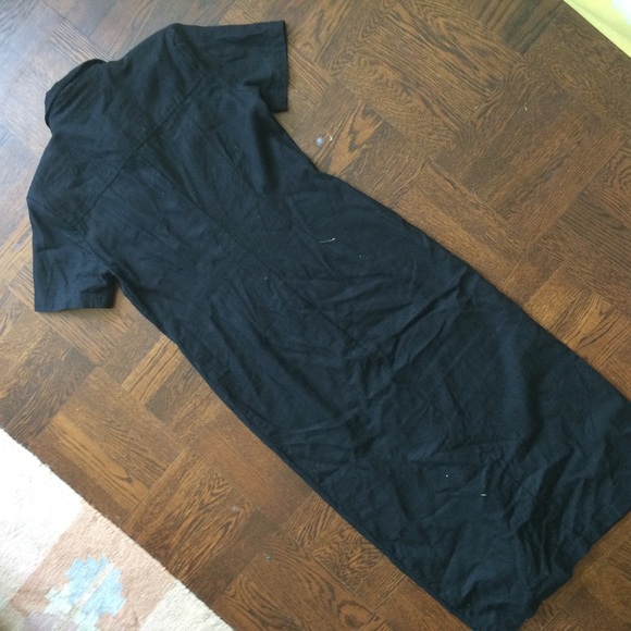 Vintage Button Front Midi Dress Shirt Dress Linen - Picture 4 of 8